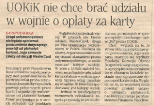 RP: UOKiK nie chce brać udziału w wojnie o opłaty za karty