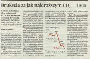 RP: Bruksela za jak najdroższym CO2