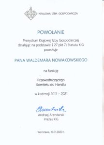 Waldemar Nowakowski Przewodniczącym Komitetu ds. Handlu KIG